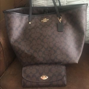 Coach City Zip Top Tote in Signature Coated Canvas